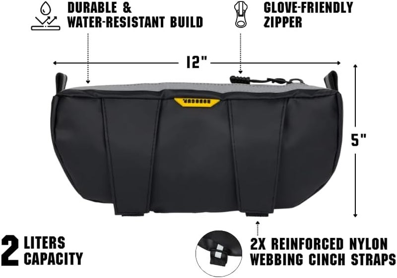 ROBOCUP Handlebar Trail Bag for Adventure Motorcycles, Dirt Bikes, ATV, eBikes | 2L Storage for Tools, Phone, Keys, Snacks | Heavy Duty Water Resistant PVC Material, Glove-Friendly Waterproof Zippers - Image 4